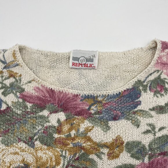 Vintage Floral Sweater Women Cotton Polyester Pullover Cottage Retro Casual Twee - Picture 12 of 14